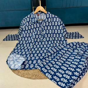 Plus Size Women Cotton Co-Ord Set One Sided Pocket 3XL10XL | 30 Inches Top | 38 Inches <b>Pant</b> | Stylish Printed Knee-Length Set - Product Image 2