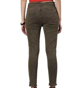 กางเกงยีนส์แฟชั่นผู้หญิง สีพื้น ทรงดินสอ สไตล์วินเทจ สีเข้ม - Product Image 2