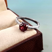 Bague de mariage classique en argent sterling 925, bijoux faits à la main avec pierre précieuse naturelle grenat pour femme, plaqué or rose