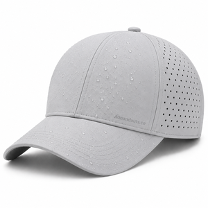 Casquette de sport OEM personnalisée imperméable, perforée au laser, séchage rapide, évacuation de l'humidité, réglable, à fermeture snapback, pour activités de plein air - Product Image 6