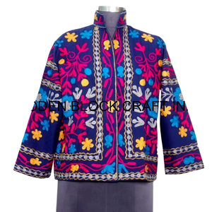 Chaqueta de Fiesta Primavera Hecha a Mano, Nueva Tendencia, Tela de Pato, Bordado Suzani Floral, Talla Única, Corta de Invierno - Product Image 1