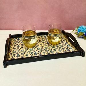 High Quality Solid Wood Serving Tray Handmade and Eco-Friendly Elegant Printed Design for Breakfast Dinner or Table Decor - Product Image 1