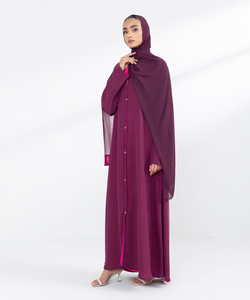 Abaya grande taille, couleur unie, décontractée, manches longues, couleur personnalisée, vêtements islamiques à manches longues, hijab, abaya pour femmes, imprimé OEM - Product Image 2