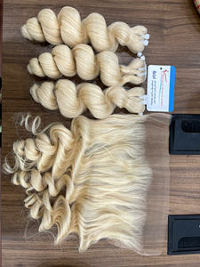 Lots de mèches de cheveux humains vierges bouclés et rebondissants blonds 613 – Double Drawn - Product Image 2