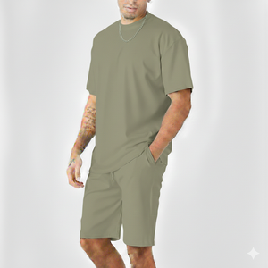 Conjunto de camisa y pantalones cortos para hombre OEM/ODM, 100% algodón, de secado rápido, ligero, con impresión de logotipo personalizado, estilo urbano. - Product Image 1