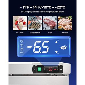 Congélateur de comptoir commercial de 72 pouces avec éclairage LED automatique, capacité sous comptoir de 17,7 pi³, congélateur alimentaire à 3 portes verrouillable - Product Image 4