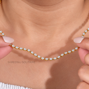 Collar de tenis con diamantes cultivados en laboratorio de corte pera, 4.20 quilates TCW, chapado en rodio, estilo étnico, oro macizo de 14K, joyería fina para mujer - Product Image 3