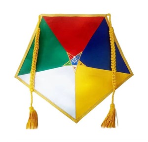 Delantal masónico de alta calidad de la Orden del Amaranto, delantal de terciopelo granate con bordes amarillos y flecos de encaje. - Product Image 6