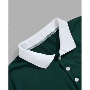 Polo T-shirt décontracté pour homme en coton 100% de haute qualité, grande taille, avec logo imprimé en relief personnalisé et motif à carreaux - Product Image 4