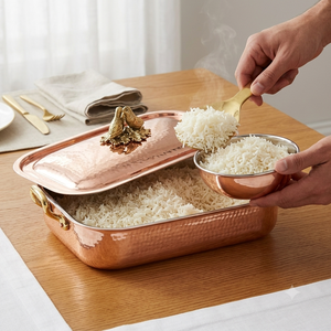 Casserole en cuivre pur avec couvercle, poignées en laiton, finition martelée, fait main, ustensile de service, vente en gros, pot de cuisine - Product Image 5