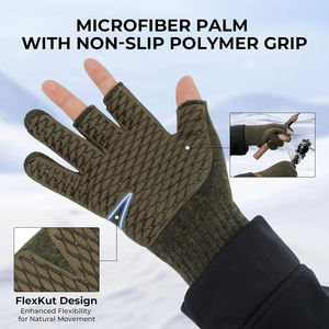 Gants de pêche sans doigts en polyester de haute qualité, avec sangle de poignet réglable, antidérapants, entièrement personnalisables, unisexes, toutes saisons, gants chauds - Product Image 3