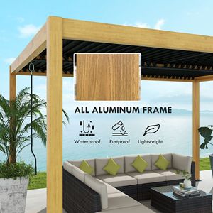 Pergola in Alluminio Nero Naturale 10x13ft con Tetto a Lamelle Regolabile Impermeabile Anti-UV, Gazebo Rigido per Patio e Giardino - Product Image 5