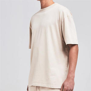 เสื้อยืดสีงาช้างวินเทจสุดหรู ล้างสีแล้ว พิมพ์โลโก้ได้ตามต้องการ แขนสั้น ไซส์ใหญ่ เสื้อยืดฤดูร้อนสำหรับผู้ชาย - Product Image 1