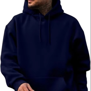 Sweat-shirt à capuche oversize pour homme, couleur unie, 100% coton, tissu molletonné français, vêtement décontracté d'automne, design avec poche, coupe classique - Product Image 4