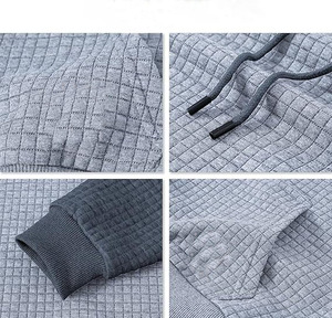 Sweat-shirts à capuche pour hommes, à manches longues, en jacquard à carreaux, avec cordon de serrage, style hipster décontracté, avec poches kangourou - Product Image 5