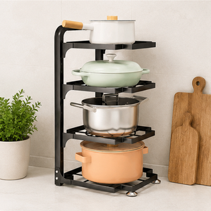 Factory Wholesale 5-Tier Heavy Duty Carbon Steel Pot and <b>Pan</b> Organizer Rack Multi-Layer Kitchen Storage Shelf for Cabinets - Product Image 1