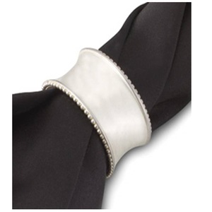 Anneau de serviette en métal plaqué or émaillé blanc, moderne, écologique, de luxe, avec bord perlé, décoratif pour mariage, hôtel, banquet, décoration de table - Product Image 5