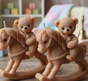 Handmade Elegant <b>Horse</b> & <b>Teddy</b> Bear Soy Wax Candle-Customizable Box for Easter Baptism Gifts Wholesale Price - Product Image 5