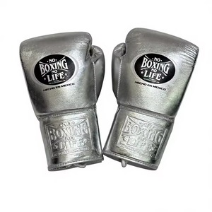 No Boxing No Life Silver PU Leather Boxing Gloves <b>Lace</b>-Up Training Gear for Adults - Product Image 3