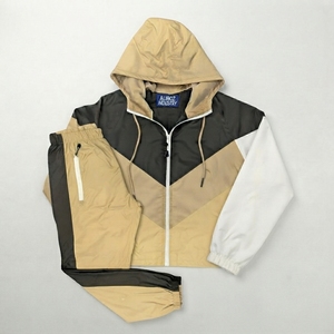 Ensemble de survêtement imprimé Aliroz Industry pour l'hiver, à capuche, color-block, léger, 100 % nylon, respirant, séchage rapide, sportif, complet - Product Image 1