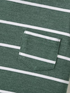 Boys' Summer Fashion Trendy Comfortable Black Gray and Green Striped Round Neck Short Sleeve Shirt 3pcs Set Favorite Photos - Product Image 5