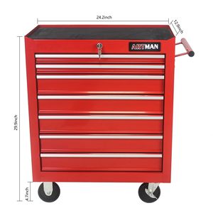 Carrello Portautensili Rosso Multifunzionale a 7 Cassetti con Ruote, Soluzione Pratica per lo Stoccaggio - Product Image 5