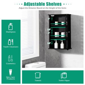 Armadietto Portamedicinali Multifunzionale da Parete con Organizer e Vano Portaoggetti - Product Image 3