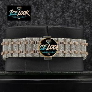 นาฬิกาข้อมือผู้ชาย ICE LOOK หรูหรา ตัวเรือนสแตนเลส ประดับเพชรโมอิสซาไนต์ หน้าปัด 40 มม. ระบบควอตซ์ อะนาล็อก กระจกแซฟไฟร์ เรืองแสง ปุ่มกดแสดงวันที่แบบซ่อน - Product Image 3
