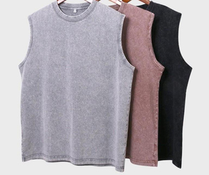 เสื้อกั๊กโอเวอร์ไซส์สีดำฟอกย้อมสไตล์วินเทจสำหรับผู้ชาย PHANTOM IMPEX ผลิตตามสั่ง ผ้าฝ้าย 95% สแปนเด็กซ์ 5% คอตั้งลำลอง พิมพ์ลายด้วยความร้อน - Product Image 2