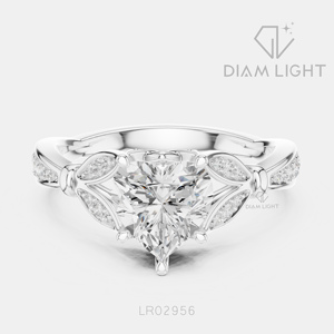 Bague en or blanc 14 carats pour femme avec diamant de laboratoire taille cœur de 1,42 carat, certifié IGI, couleur F+, clarté VS+, bijoux de fiançailles, cadeau pour femme - Product Image 1