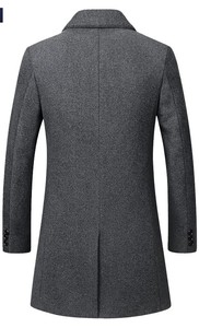 Manteau long en laine mélangée pour femme, rouge bordeaux, à revers cranté, simple boutonnage, épais et chaud pour l'hiver - Product Image 6