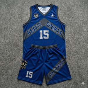Ensemble de maillots de basket-ball personnalisés de haute qualité Rexfit Sports pour adultes, 100% polyester respirant, séchage rapide, uniforme de sport - Product Image 3