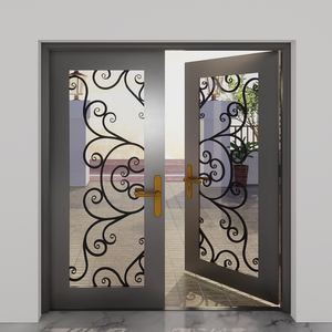 Porte d'entrée de sécurité en fer forgé de qualité supérieure, porte commerciale durable avec verre trempé, conception étanche pour l'entrée - Product Image 6