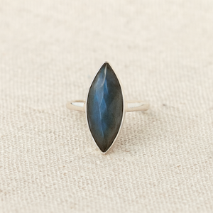 Natural Labradorite Marquise Faceted <b>Ring</b> 925 Sterling <b>Silver</b> Rose Gold Yellow Gold Plated Handmade Gemstone <b>Ring</b> for <b>Men</b> Her - Product Image 1