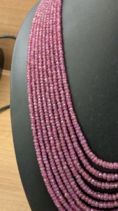 Natural Pink Sapphire AAA+ Quality 9-Layer Multi-Strand <b>Necklace</b> 35.5 mm Faceted Rondelle Beads 24-Inch <b>Long</b> South Africa - Product Image 2