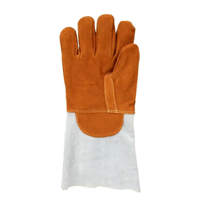 Venta al por mayor de seguridad de primera calidad de piel de cabra de cuero Tig guantes de soldadura de cuero de grano Palma de cuero dividido guantes largos resistentes al calor - Product Image 1