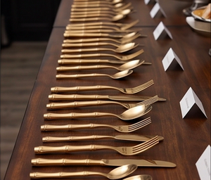 Ensemble de couverts de luxe finis en or ensemble de couverts en acier inoxydable élégant pour la table de cuisine de fête de mariage ustensiles de qualité supérieure - Product Image 3