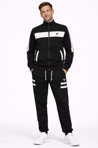 Conjunto Deportivo Premium para Hombre en Blanco y Negro con Cierre de Cremallera, Tejido de Mezcla de Algodón y Felpa Suave y Transpirable para una Comodidad Superior Durante Todo el Día - Product Image 4