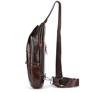 High Quality Vintage Travel First Layer Cowhide Leather Phone <b>Men's</b> Crossbody <b>Shoulder</b> Chest Sling <b>Bag</b> for <b>Men</b>. - Product Image 2