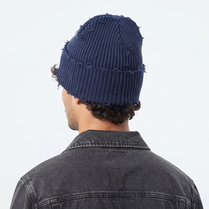 Bonnet unisexe en acrylique tricoté style pêcheur, à revers court, coloré, pour l'hiver et les voyages, style vieilli, logo personnalisé, ajustable, vente en gros - Product Image 2