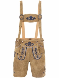 High Quality Leather Trachten for Men Traditional Bavarian Shorts with Flower Embroidery Genuine Leather Lederhosen for Men Wear - Product Image 5