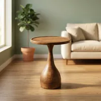 Table basse ronde en bois moderne, design mid-century, faite à la main, meubles de salon