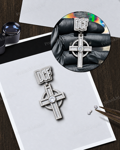 Pendentif Bicolore de Luxe Hip Hop Rock en Argent 925 avec Moissanite Ronde Certifiée GRA, Sertissage Griffe, Plaqué Or, Unisexe, Idéal pour les Fêtes - Product Image 1
