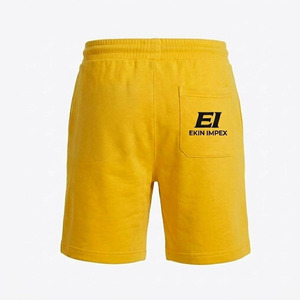 Custom Logo <b>Mens</b> <b>Yellow</b> Fleece Sweat <b>Shorts</b> Cotton Blend Drawstring Streetwear Eco-Friendly Anti-UV Quick Dry Mid Waist - Product Image 2