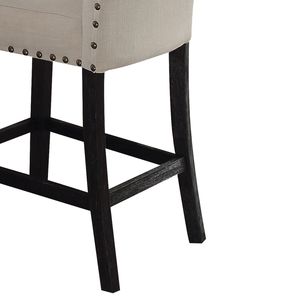 Sillas de comedor beige de altura media con adornos de clavos, juego de 2 - Product Image 4