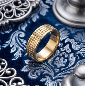 DIVYORO แหวนวงแหวนลายจุดชุบทอง 22k สำหรับผู้ชายคลาสสิก - Product Image 4