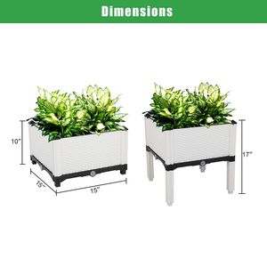 2 Vasi Rettangolari Bianchi Rialzati per Erbe Aromatiche da Esterno per Giardino - Product Image 2
