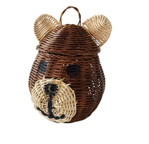 <b>Bear</b> Rattan Storage Basket with Lid Brown Woven Animal Shaped Toy Organizer Bin <b>Cute</b> Teddy <b>Bear</b> Nursery Hamper - Product Image 4