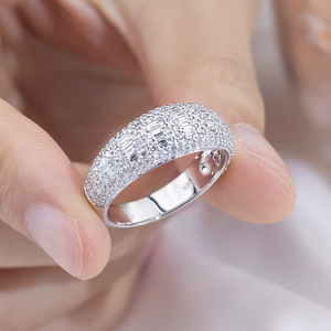 CONCEPTION 925 <b>Silver</b> 14k Gold Baguette Round Lab Grown Diamond Band <b>Men</b> Women Jewelry <b>Ring</b> Engagement <b>Ring</b> - Product Image 2