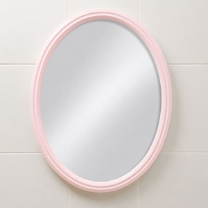 Miroir mural de salle de bain VILLA ULTIMA DELUXE, rose clair, forme ovale, design minimaliste, encadré, décoration intérieure - Product Image 1
